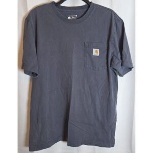 CARHARTT Mens BlueGray Loose Fit Tee Shirt Short Sleeve Medium Workwear W/Pocket